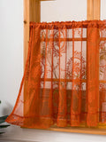 🌿🧡 Boho Floral Lace Valance Curtain – Semi-Sheer Light Filtering Window Treatment