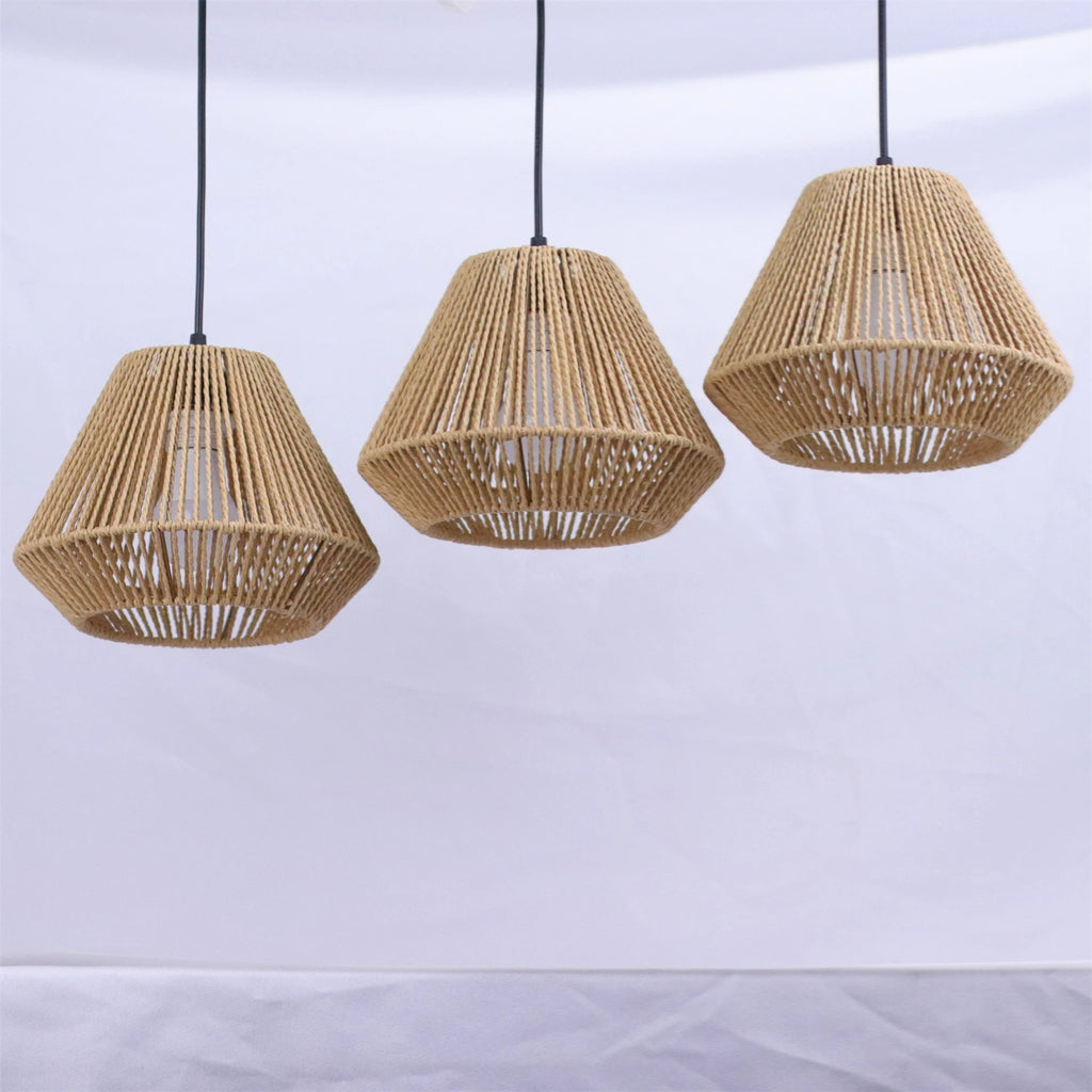 🌿✨ Boho Woven Pendant Lamp – Handcrafted Hemp Rope Hanging Light