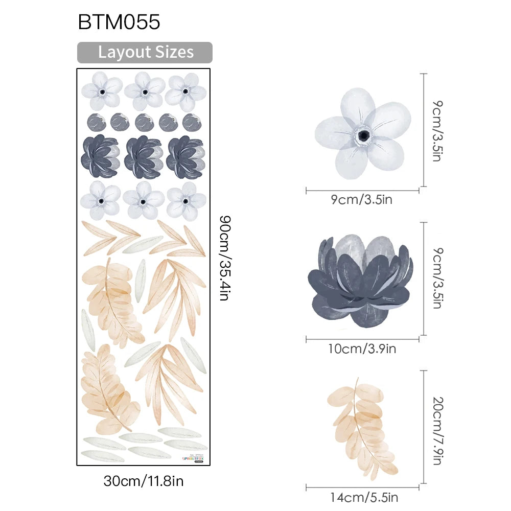 🌿🍃 Boho Botanical Leaf Wall Decals – Peel & Stick Nursery & Bedroom Wall Art