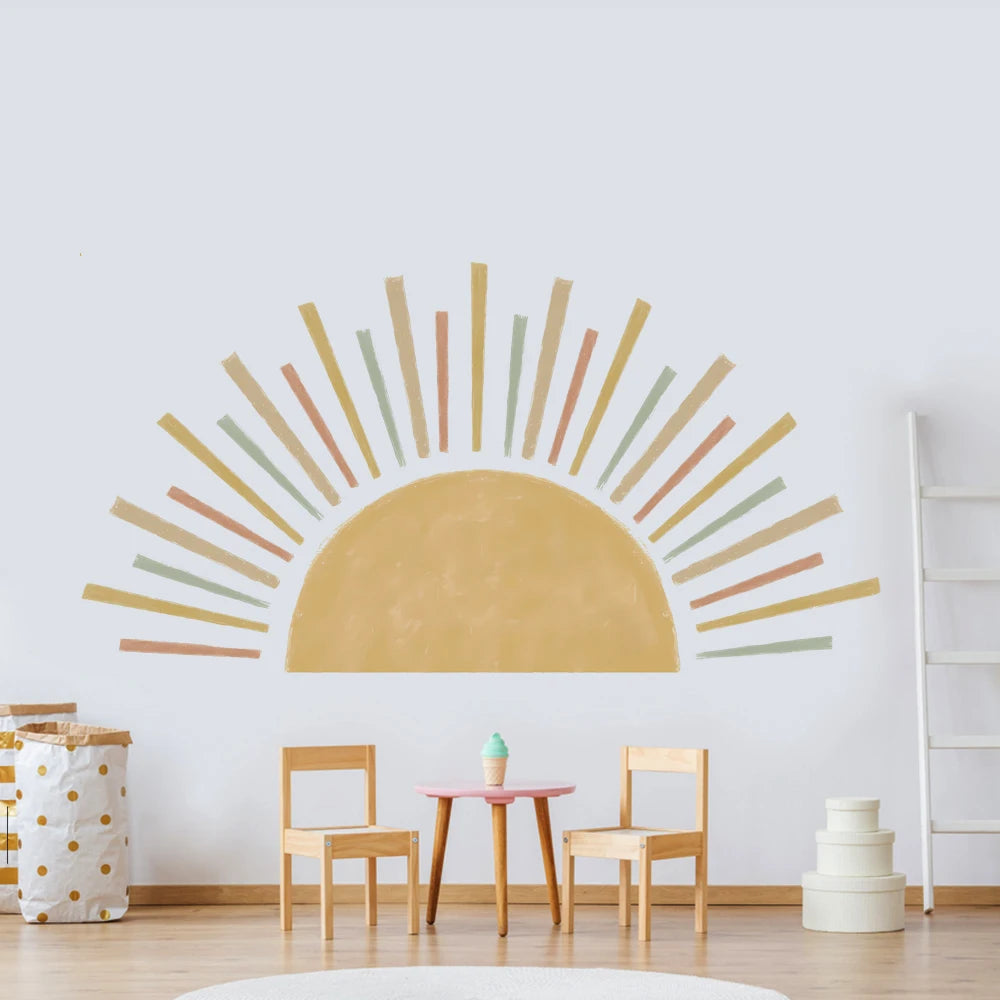 ☀️🌿🤍 Boho 3D Sun Wall Decal – Peel & Stick Nursery & Bedroom Wall Art