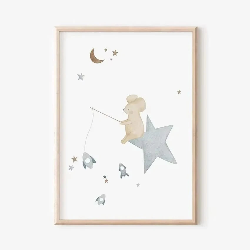 🐰🐻🐝🌸 Boho Friends Wall Art –  Animal Nursery Canvas Print