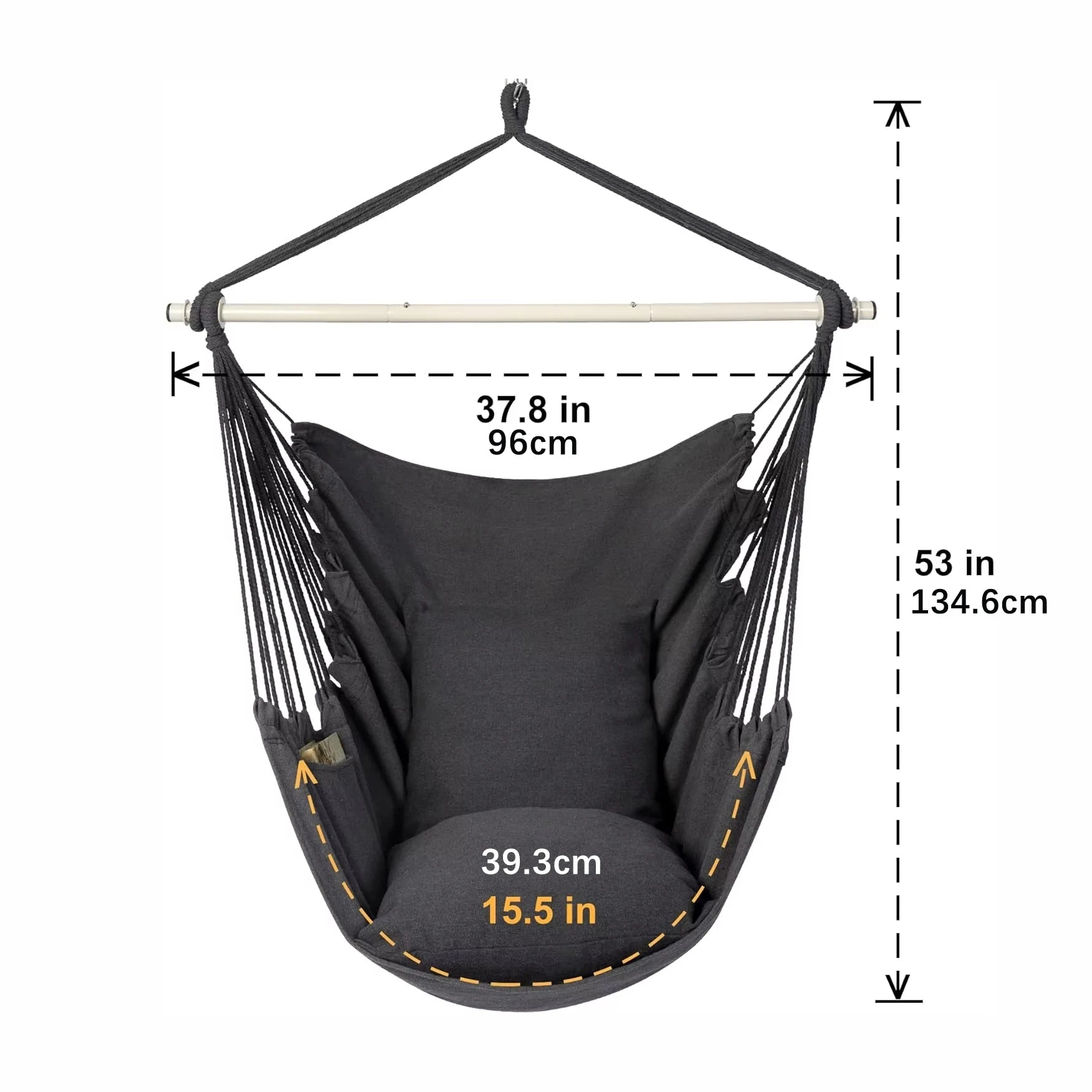 🌿🤍 Boho Cotton Hammock Chair – Hanging Swing Seat for Indoor & Outdoor Living