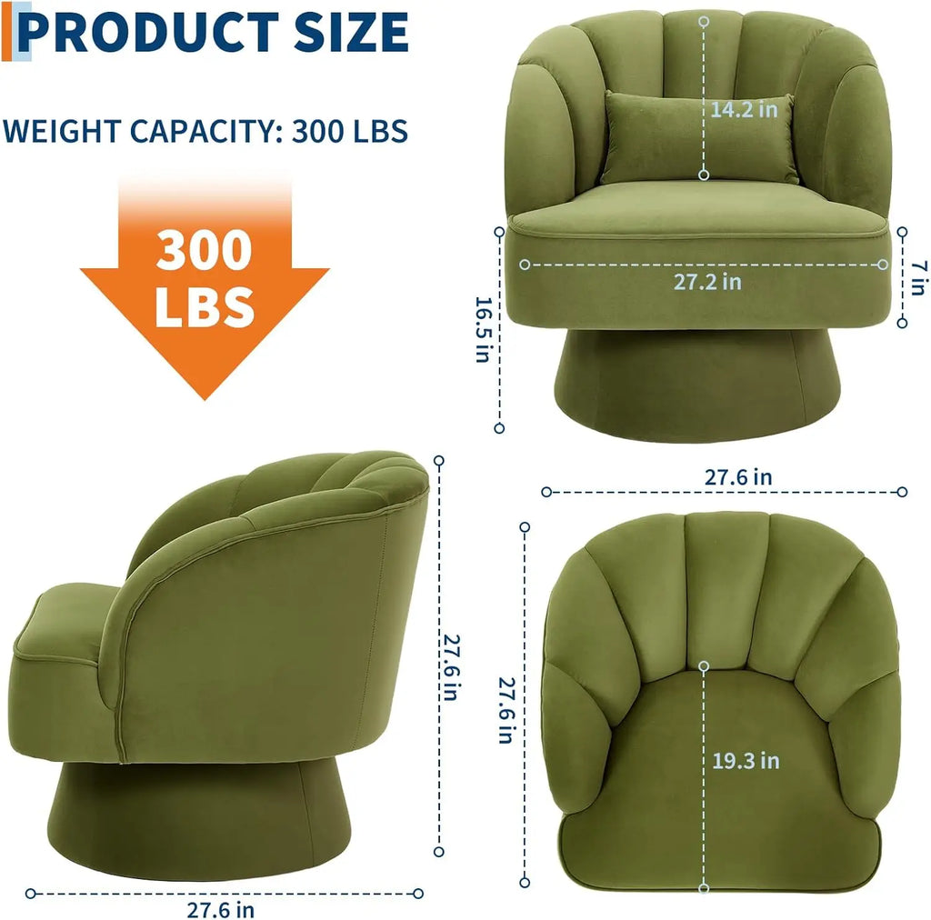 🤍🪑 Boho Swivel Barrel Chair – Ultra-Plush Velvet Accent Lounge Chair