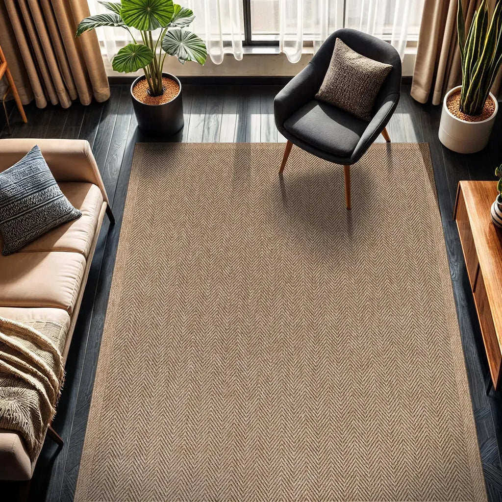 🌿🤍 Handwoven Seagrass Area Rug – Natural Fiber Indoor & Outdoor Carpet
