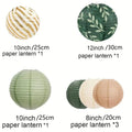 🌿🏮🤍 Boho Sage Green Paper Lantern Set – Hanging Party Décor (Set of 6)