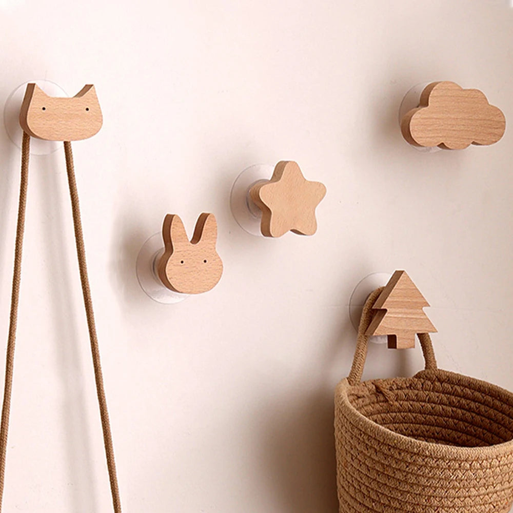 🌿 Woodland Animal Wall Hook – Decorative Wooden Coat & Key Holder
