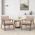 🤍🪑 Boho Mid-Century Accent Chair – Solid Wood Lounge Chair with Wingback Design