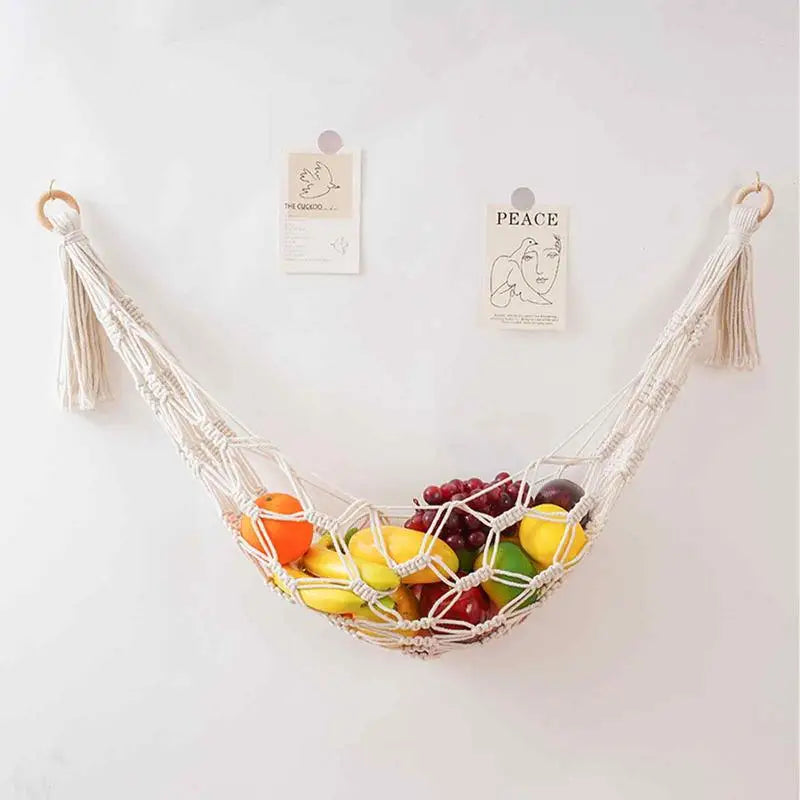 🌿🤍 Boho Macramé Toy Hammock – Hanging Stuffed Animal Storage Net