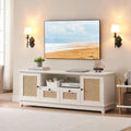 🌿🤍 Boho Rattan TV Stand – Entertainment Console with Storage for 65–75" TVs