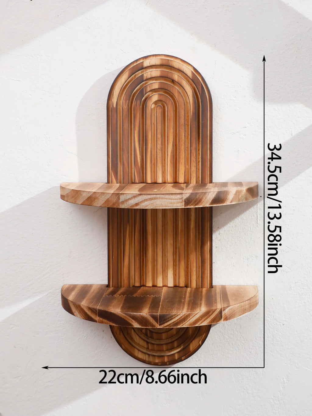 🌿 Boho Geometric Wall Shelf – Natural Wood Floating Display Shelf