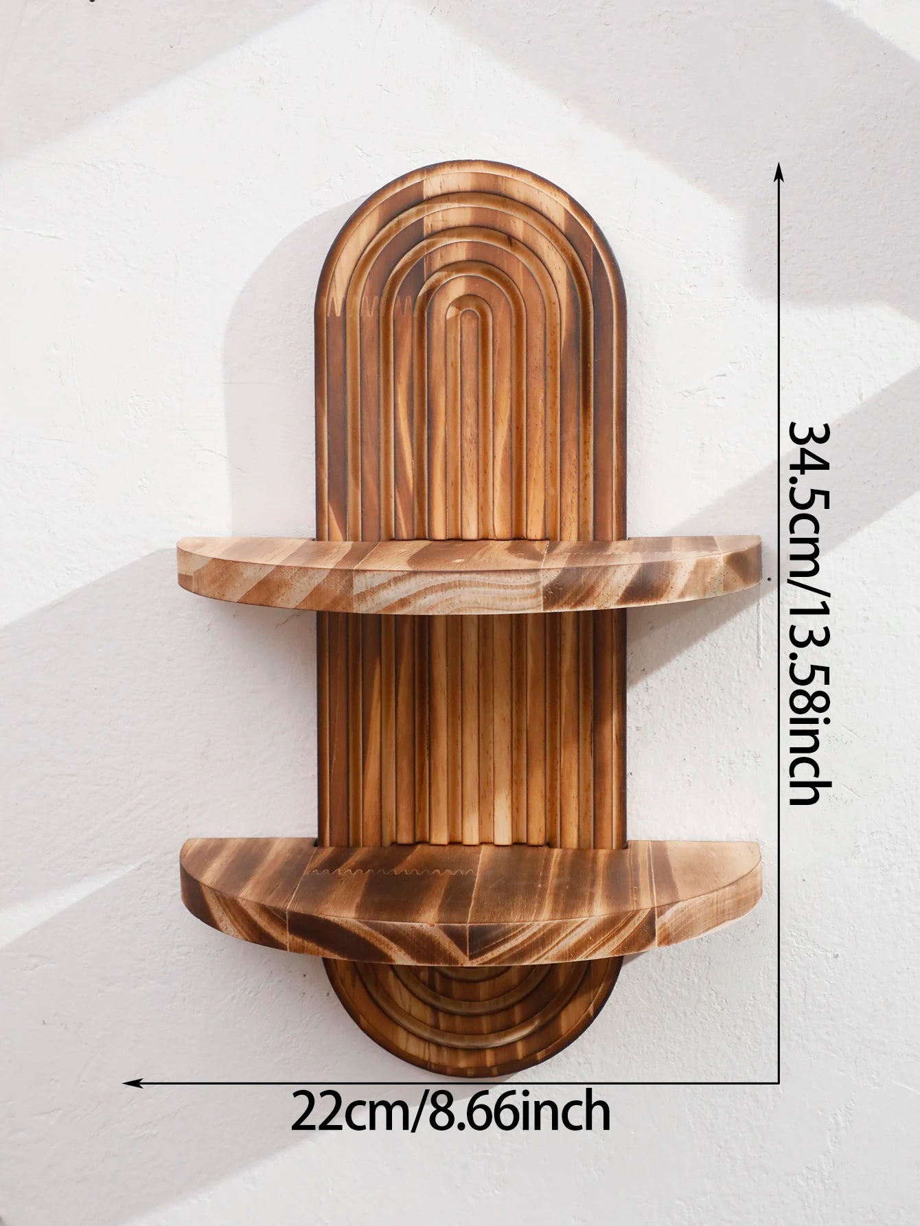 🌿 Boho Geometric Wall Shelf – Natural Wood Floating Display Shelf