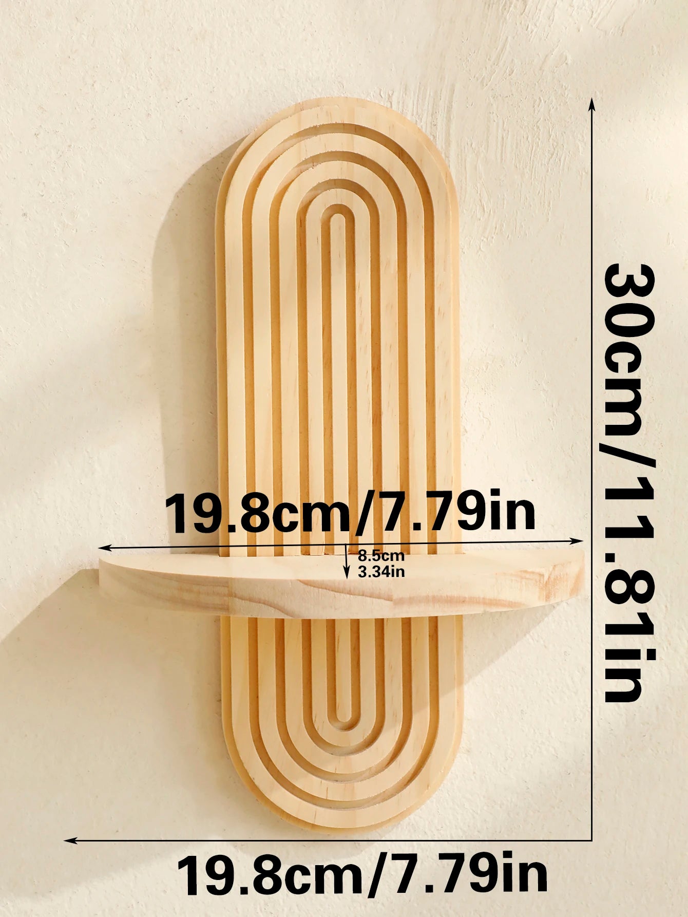 🌿 Boho Geometric Wall Shelf – Natural Wood Floating Display Shelf