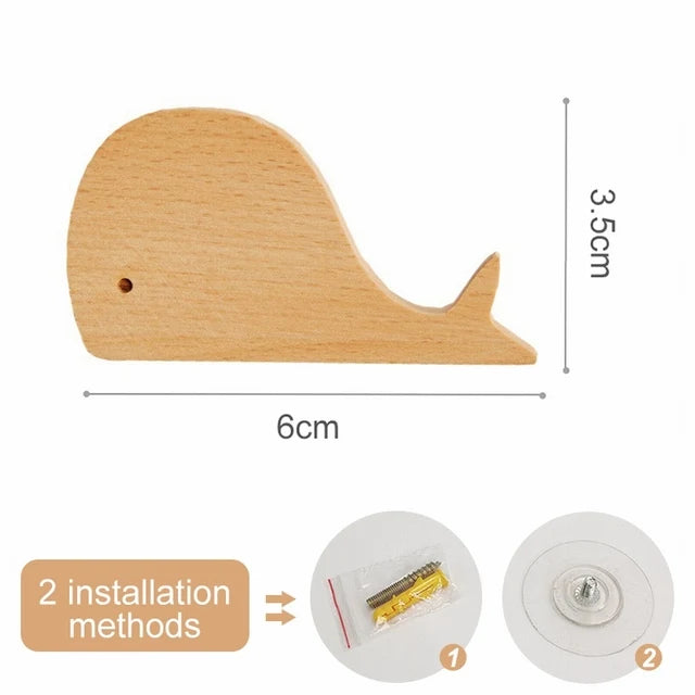 🌿 Woodland Animal Wall Hook – Decorative Wooden Coat & Key Holder