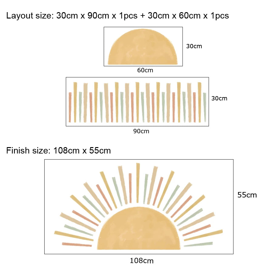 ☀️🌿🤍 Boho 3D Sun Wall Decal – Peel & Stick Nursery & Bedroom Wall Art