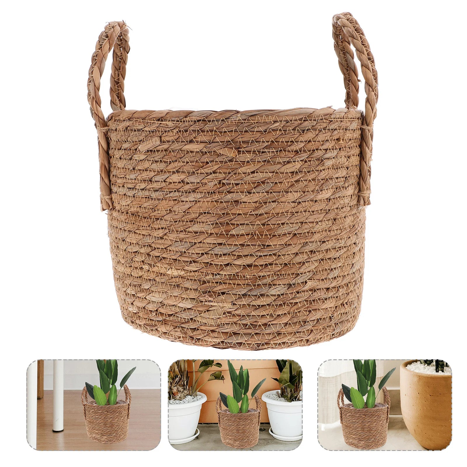 🌿🧺 Boho Seagrass Planter Basket – Handwoven Decorative Pot Cover with Liner