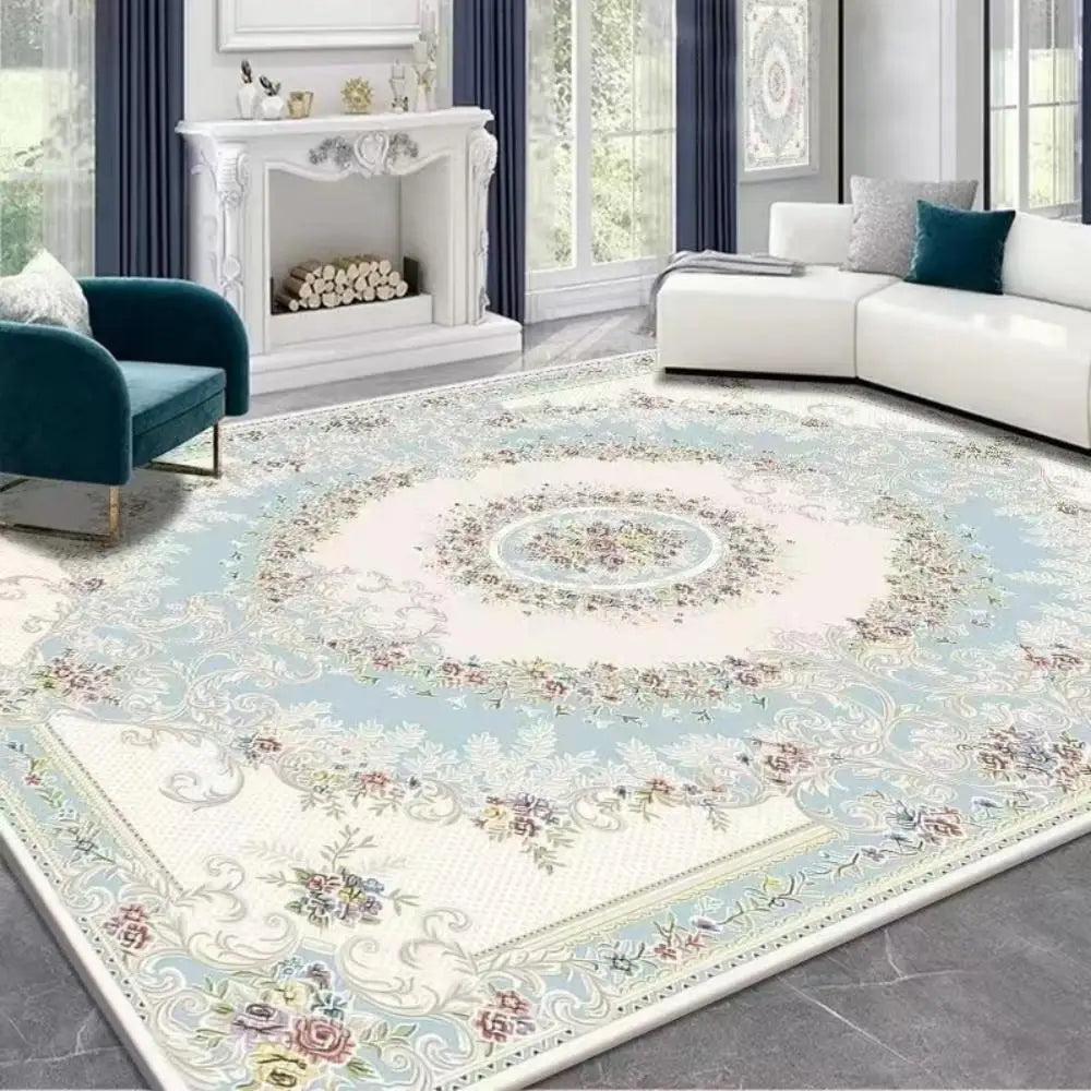 🌿🤍 Boho Vintage Crystal Velvet Area Rug – Soft Modern Living Room Carpet