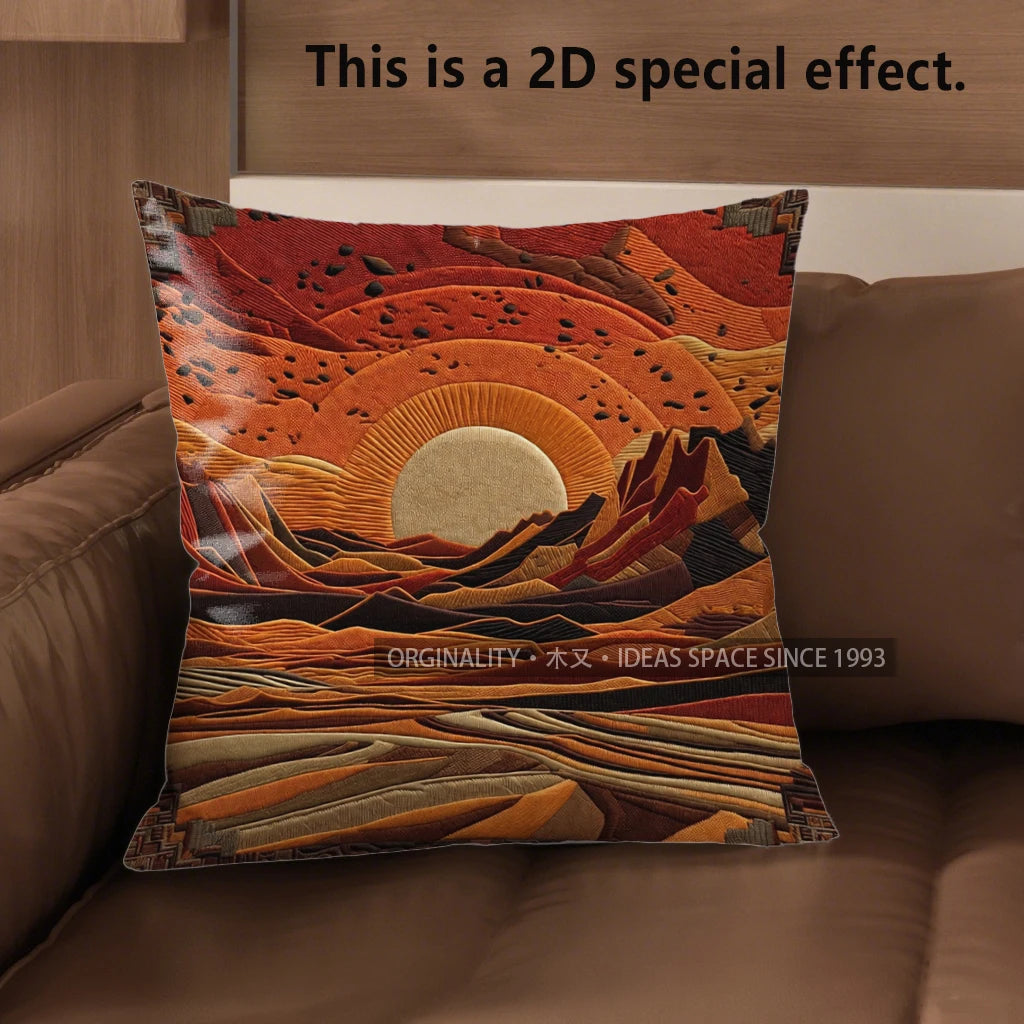 🌅🌿 Desert Sunset Boho Pillow Cover – Southwestern Decorative Throw Cushion
