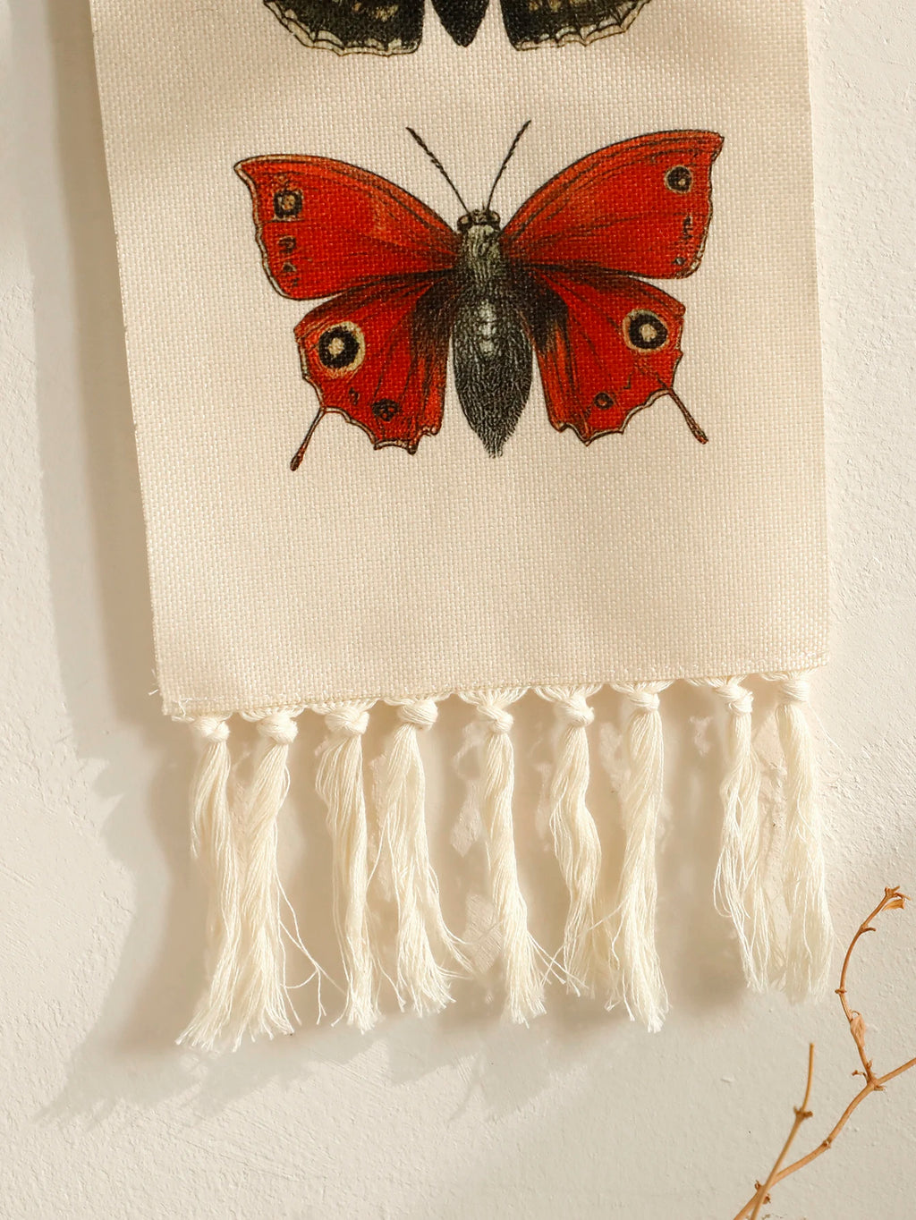 🦋🌿🤍 Boho Butterfly & Moth Wall Tapestry – Vintage Cotton Hanging Banner