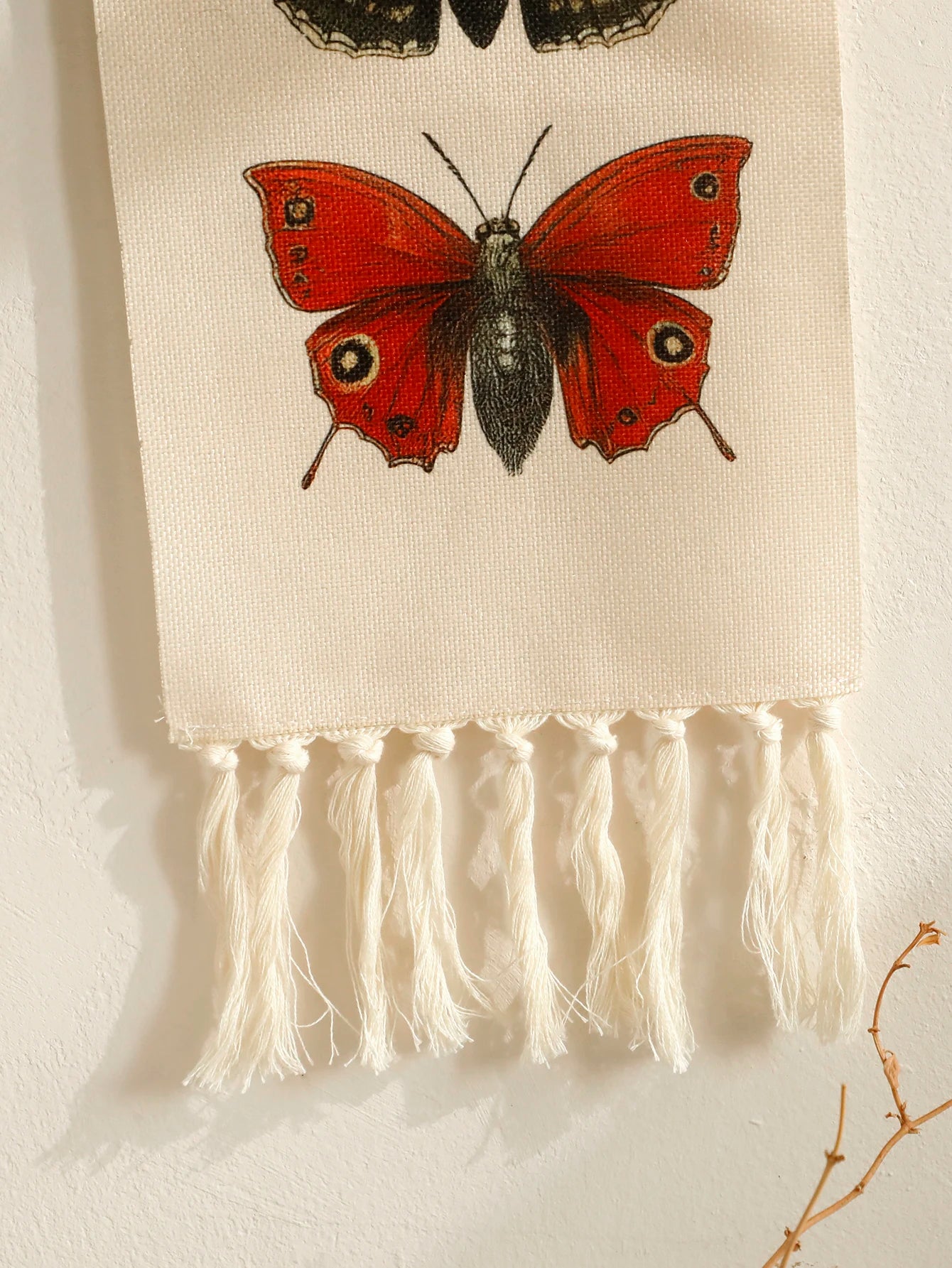 🦋🌿🤍 Boho Butterfly & Moth Wall Tapestry – Vintage Cotton Hanging Banner