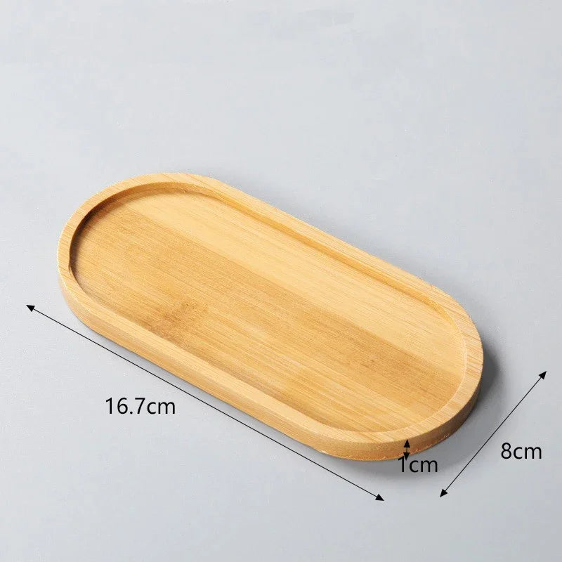 🌿 Natural Bamboo Coaster & Decorative Tray Set – Boho Tabletop Accent
