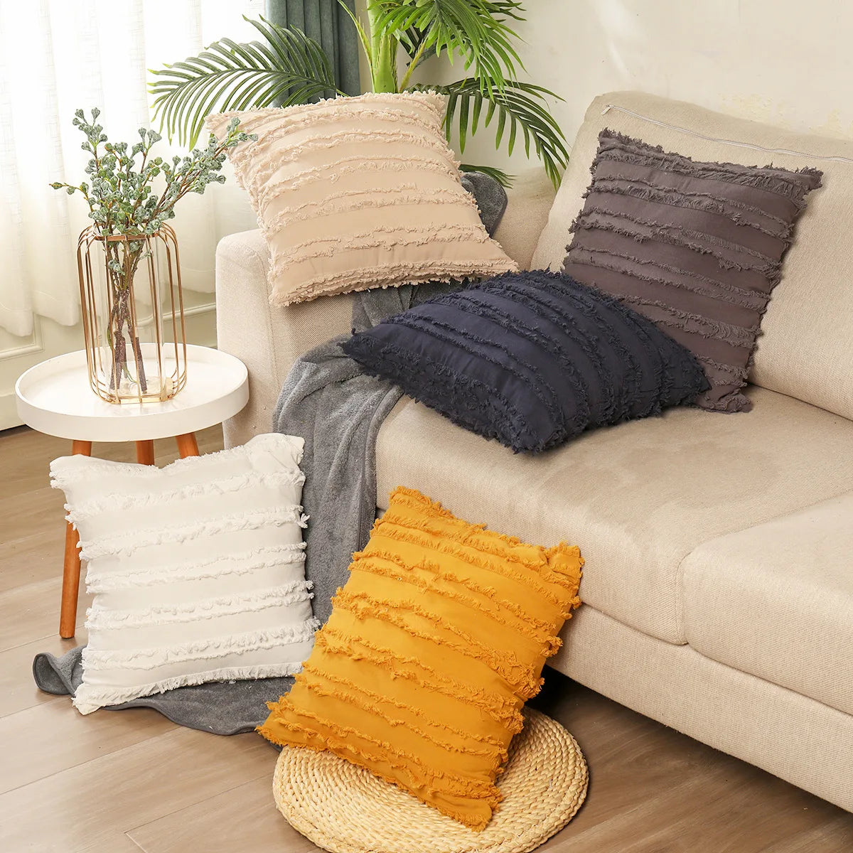 🌿🤍 Nordic Boho Pillow Cover – Decorative Throw Cushion for Sofa & Living Room