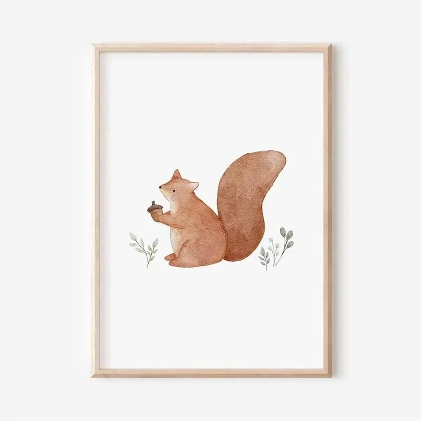 🐰🐻🐝🌸 Boho Friends Wall Art –  Animal Nursery Canvas Print