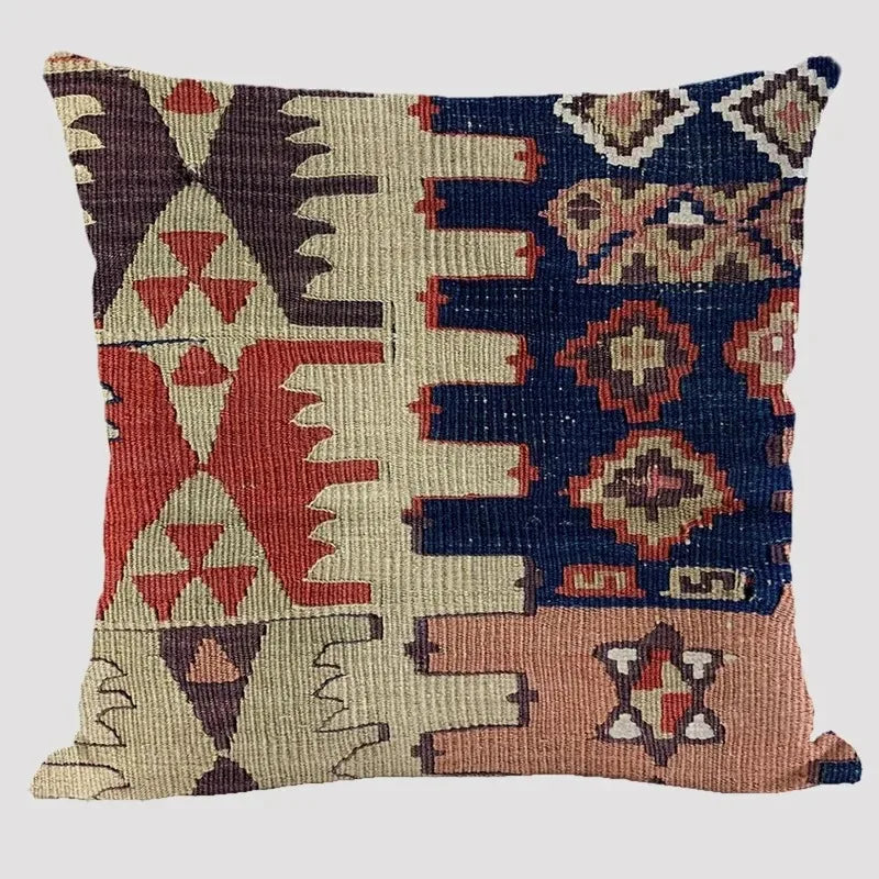 🌿🤍 Boho Kilim Pillow Cover – Vintage Geometric Throw Cushion