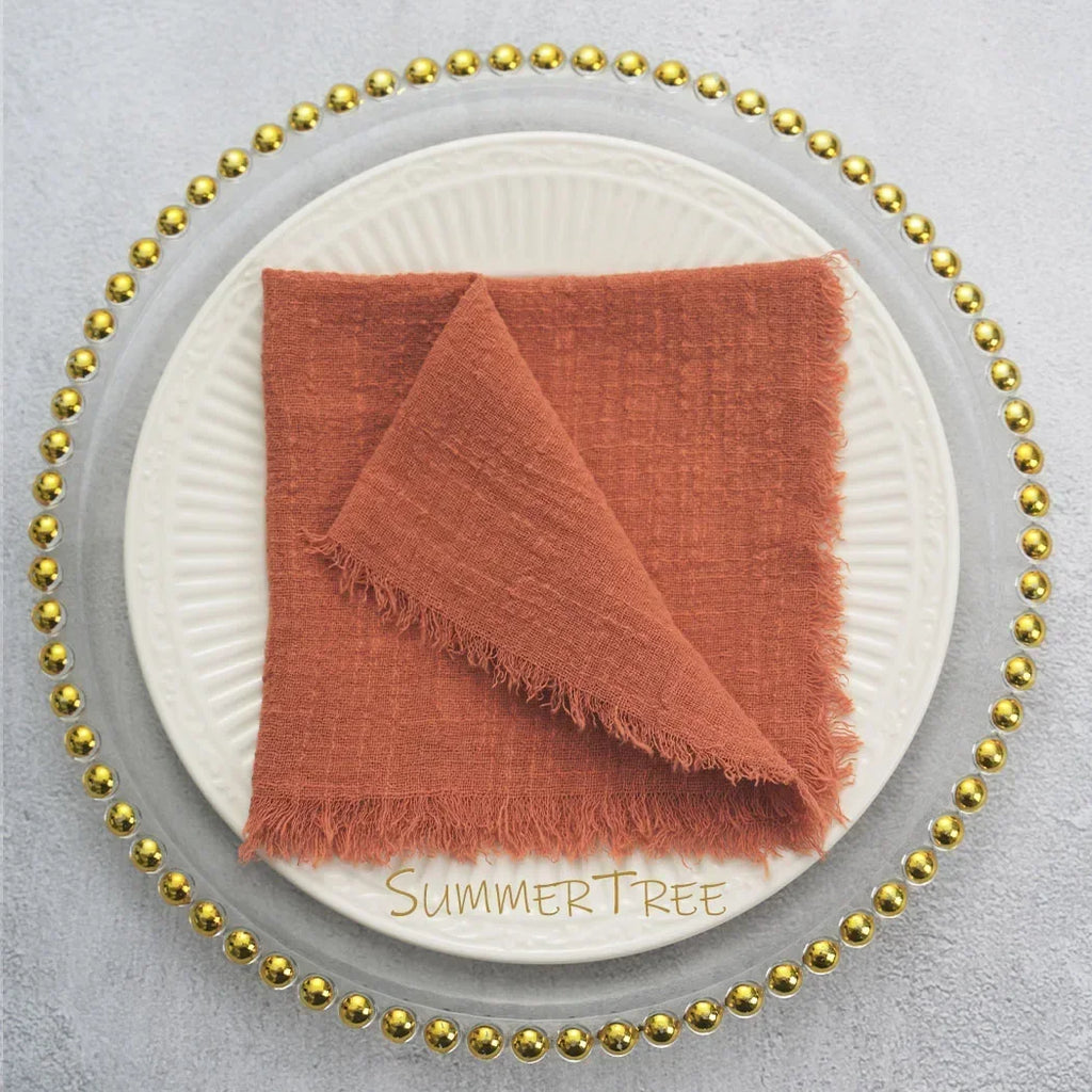 🌿🤍 Boho Cotton Gauze Napkins – Reusable Textured Table Linens (Set of 24)