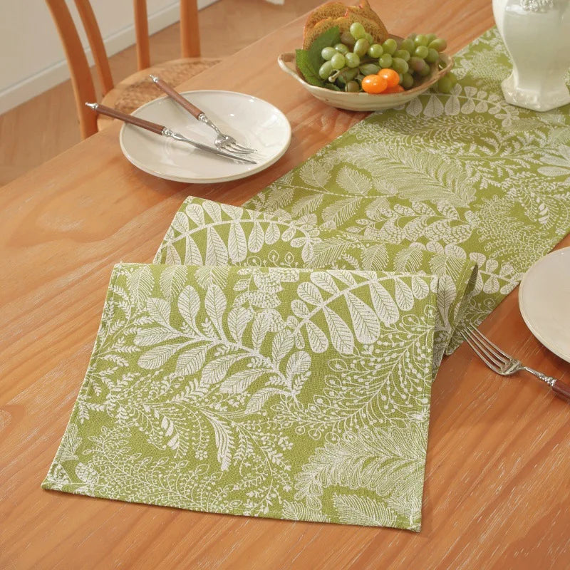 🌿🤍 Boho Embroidered Table Runner – Handmade Jacquard Table Linen