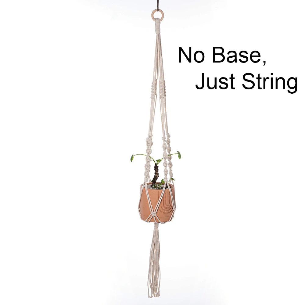 🌿🪴 Boho Macramé Plant Hanger – Handwoven Cotton Rope Hanging Planter
