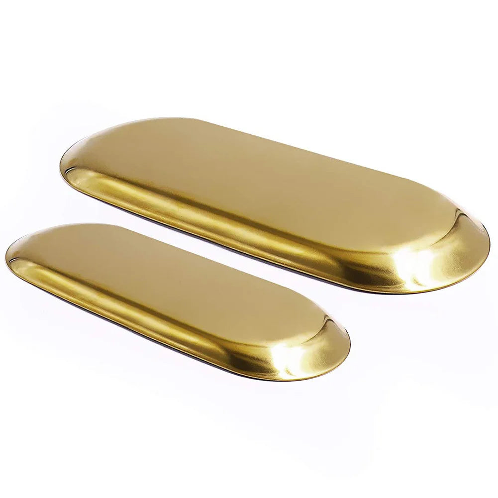 ✨ Stainless Steel Vanity Tray – Decorative Jewelry & Bathroom Organizer