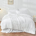 🌿🛏️🤍 Boho Ruched Duvet Cover Set – Soft Shabby Chic Comforter Cover (2/3 Piece Set)