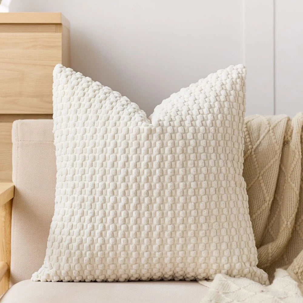 🌿🤍 Boho Striped Corduroy Pillow Cover – Farmhouse Decorative Throw Cushion