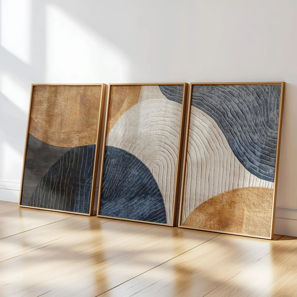 Japandi Nature Wall Art Set – 3-Piece Abstract Canvas Print Collection