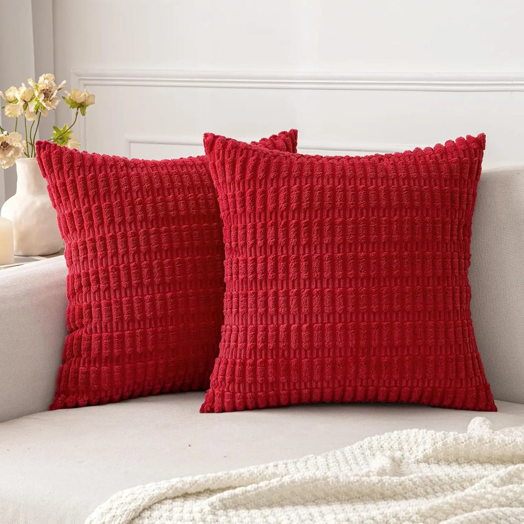 🌿🤍 Boho Corduroy Striped Pillow Cover – Soft Decorative Throw Cushion