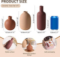 Boho Terracotta Vase Set – 3-Piece Ceramic Decorative Vases for Modern Farmhouse Home Décor