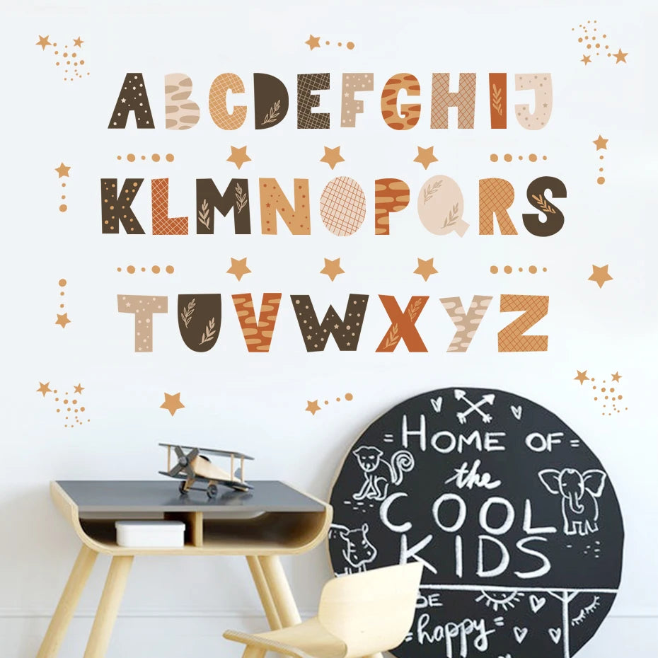 ⭐🔤🌈 Boho Alphabet Wall Decals – Watercolor Nursery & Kids Room Wall Art