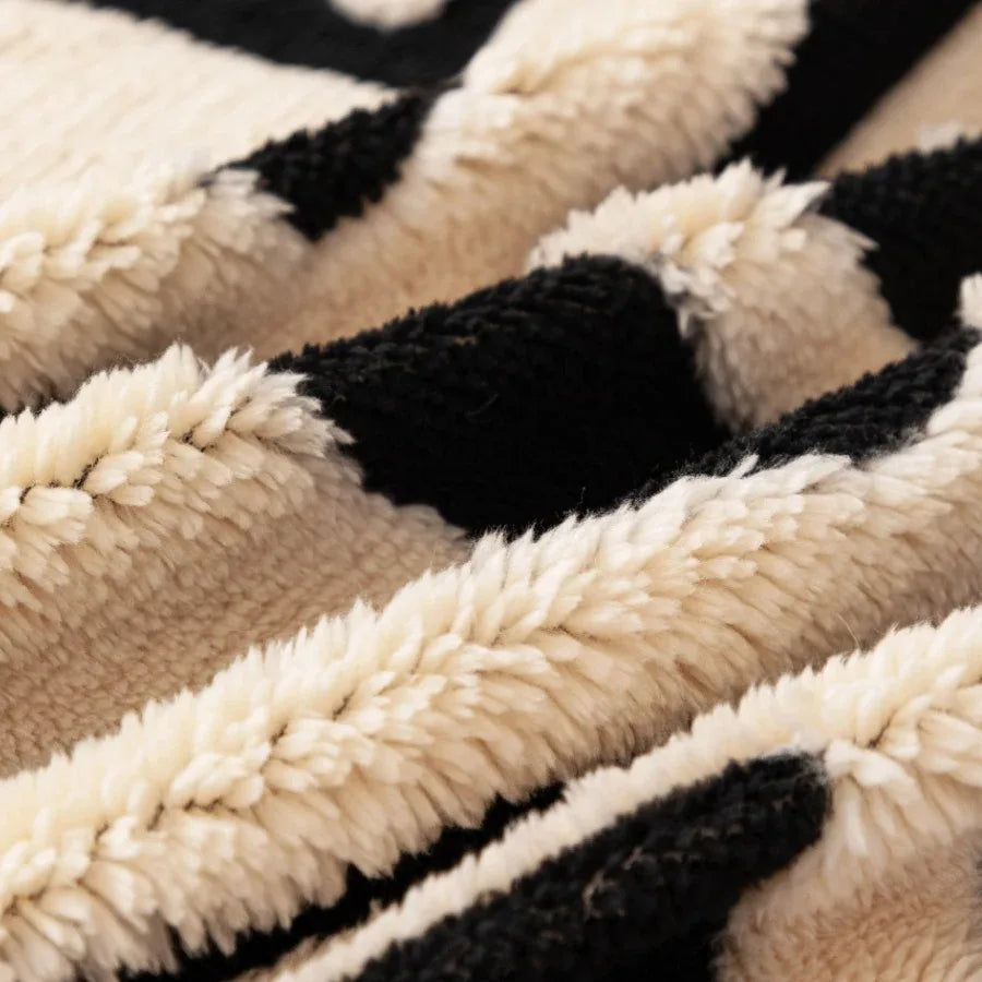 🛋️🌿🤍 Boho Jacquard Fleece Sofa Throw – Soft All-Season Couch Cover & Blanket