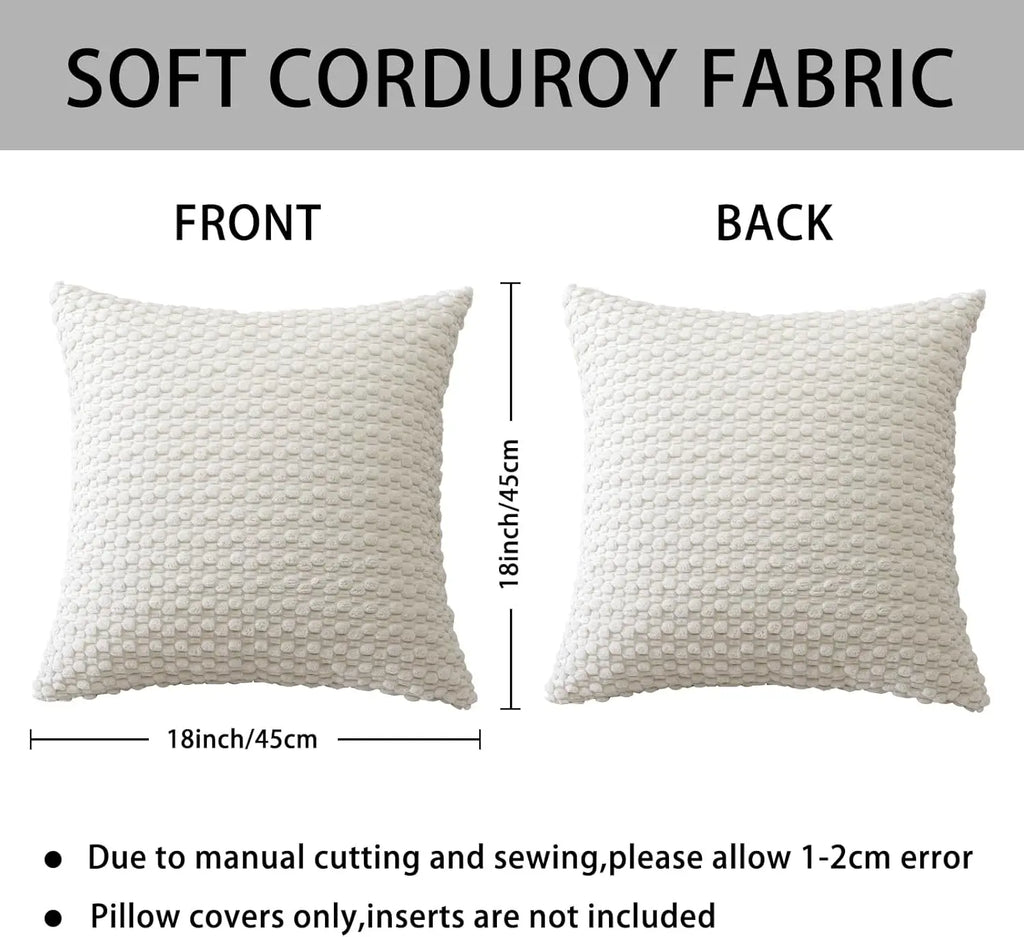 🌿🤍 Boho Striped Corduroy Pillow Cover – Farmhouse Decorative Throw Cushion