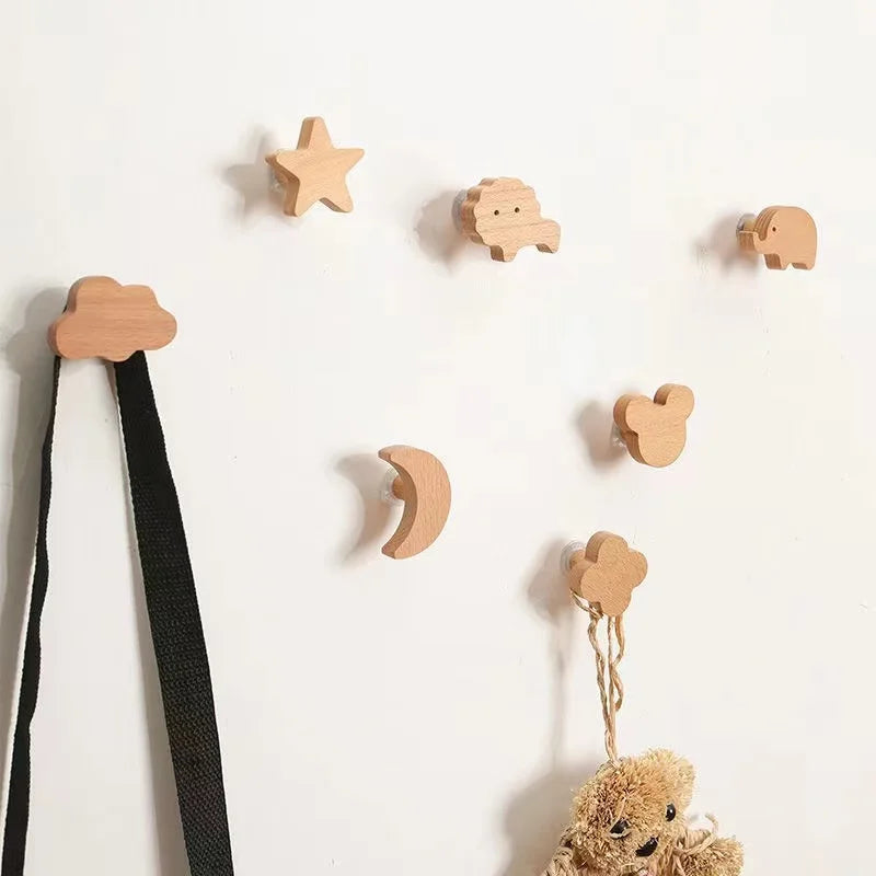 🌿 Woodland Animal Wall Hook – Decorative Wooden Coat & Key Holder