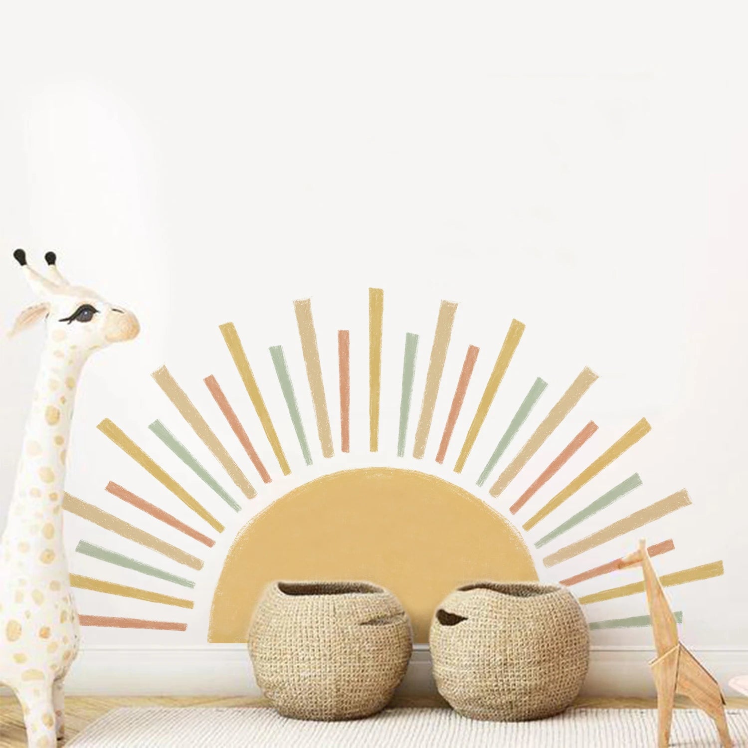 ☀️🌿🤍 Boho 3D Sun Wall Decal – Peel & Stick Nursery & Bedroom Wall Art