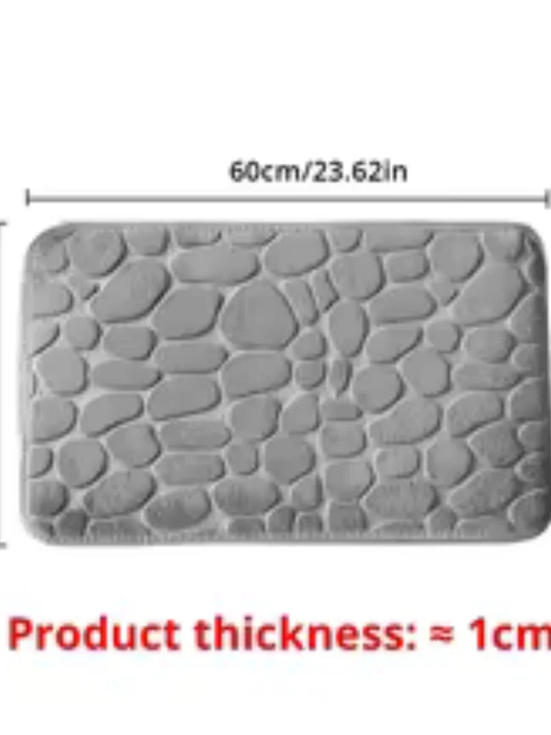 Cobblestone Memory Foam Bath Mat – Plush Velvet Non-Slip Floor Rug