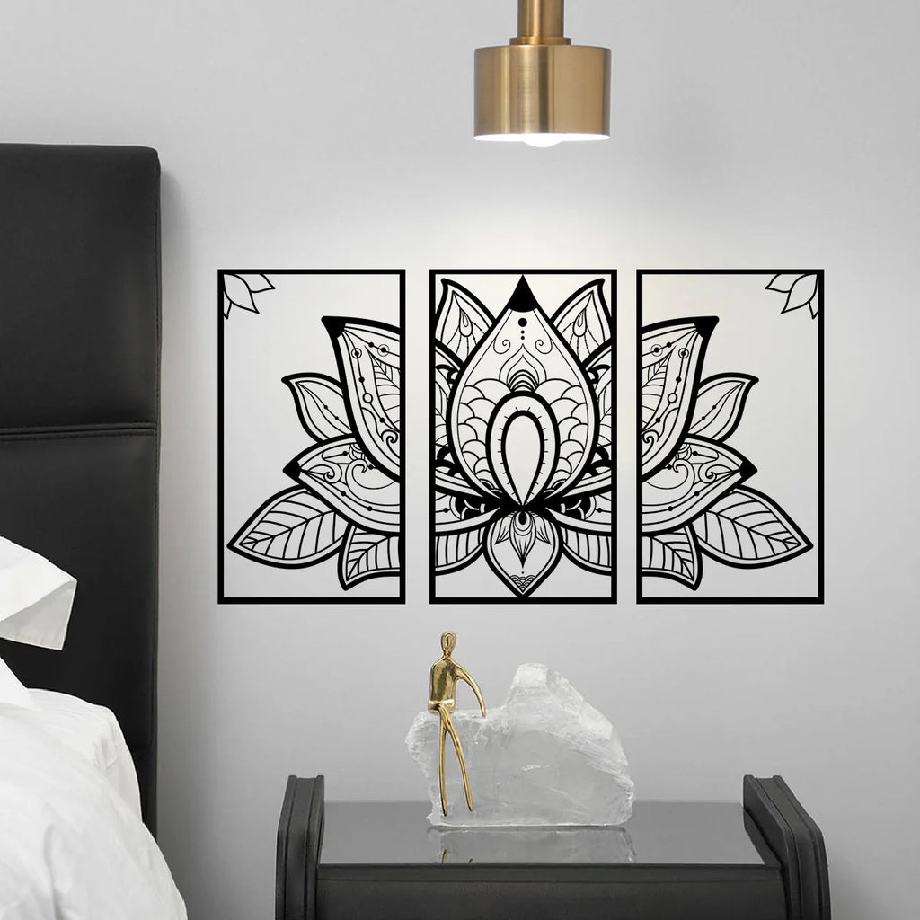 🪷🌿 Boho Lotus Mandala Wall Decals – Peel & Stick Meditation Wall Art