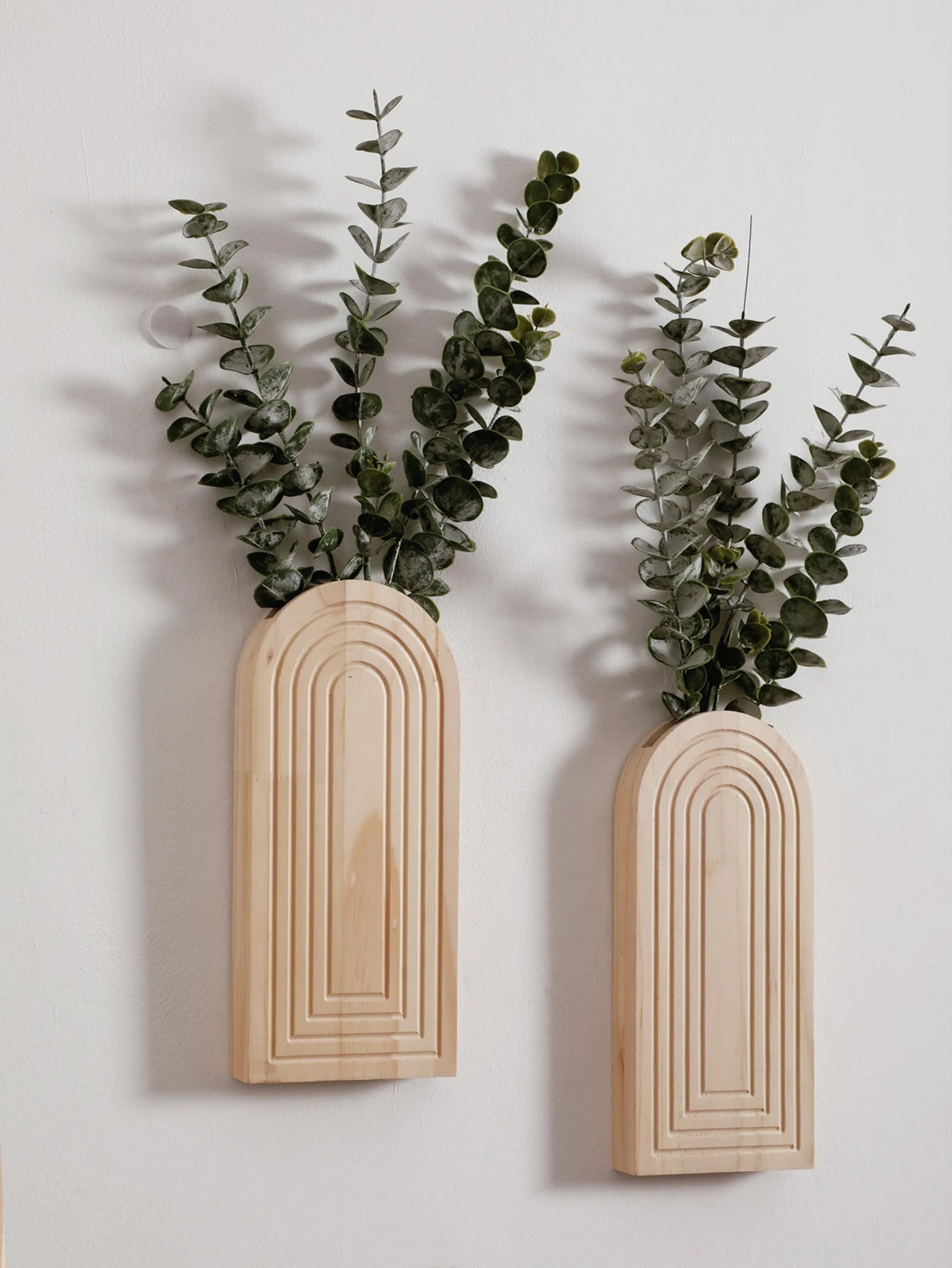 🌿🪵🤍 Boho Wooden Wall Vase – Arched Hanging Planter & Dried Floral Display