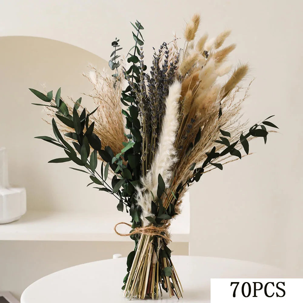 🌿🤍 Boho Dried Eucalyptus Bouquet – Natural Preserved Greenery Bundle (70 Stems)