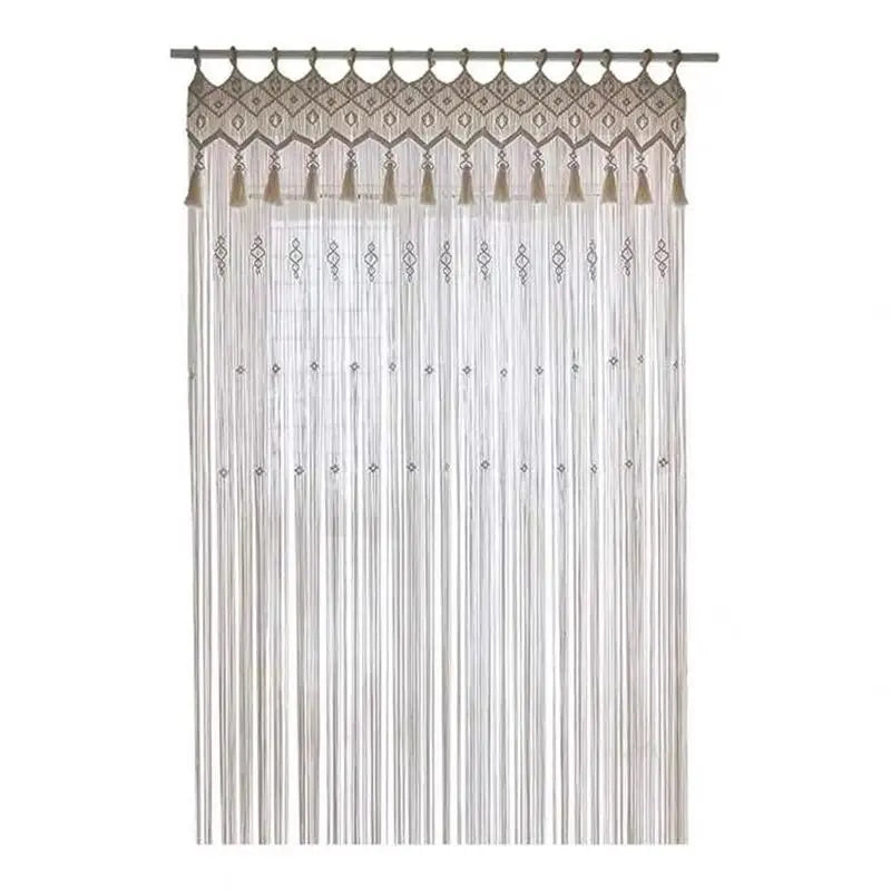 🌿🤍 Handwoven Macramé Door Curtain – Boho Cotton Wall Hanging Tapestry