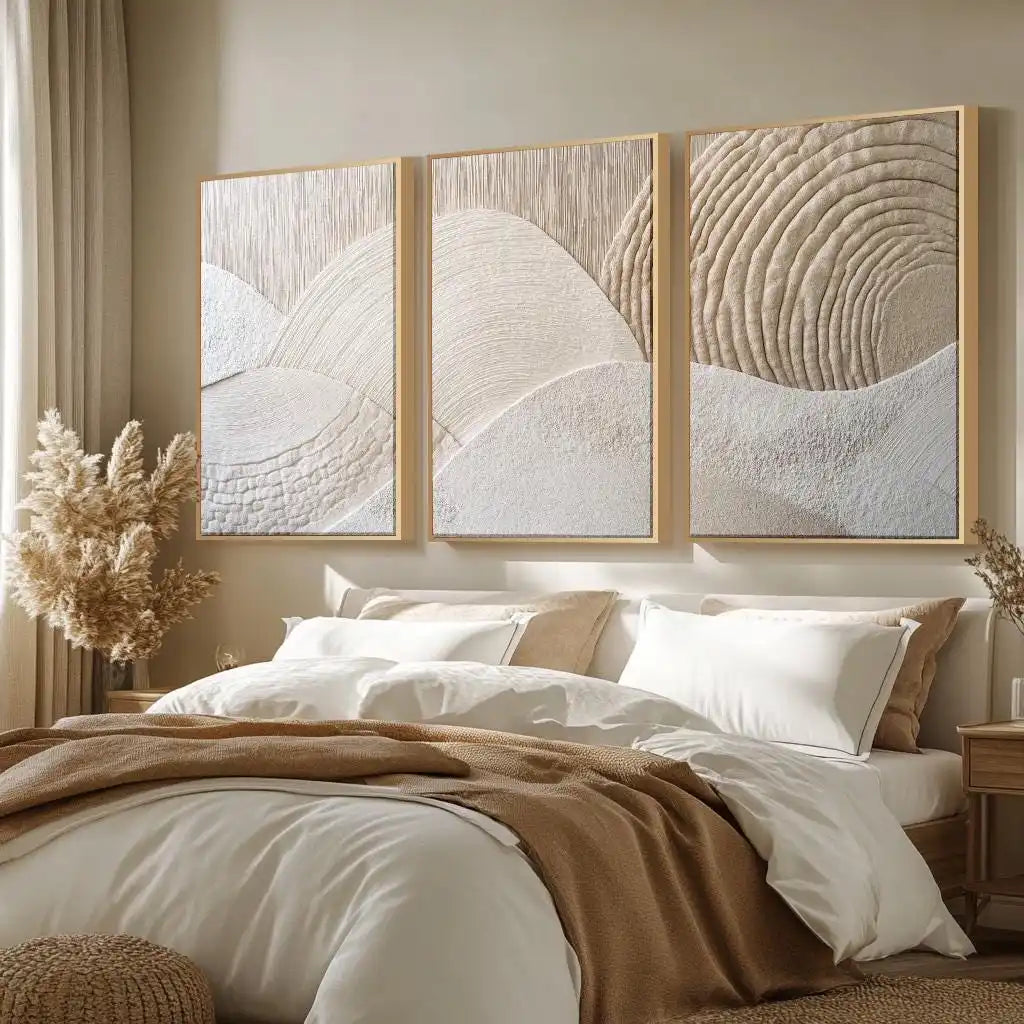 Japandi Nature Wall Art Set – 3-Piece Abstract Canvas Print Collection