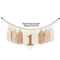 🎉🤍🌿 Boho First Birthday High Chair Banner – Wooden Bead & Tassel Garland