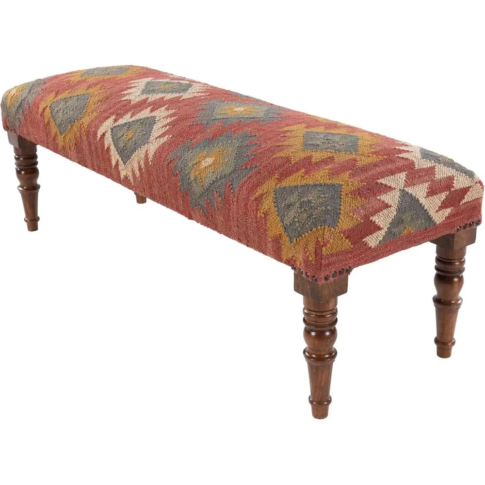 🌿🤍 Boho Upholstered Storage Bench – Rustic Accent Ottoman for Bedroom & Entryway