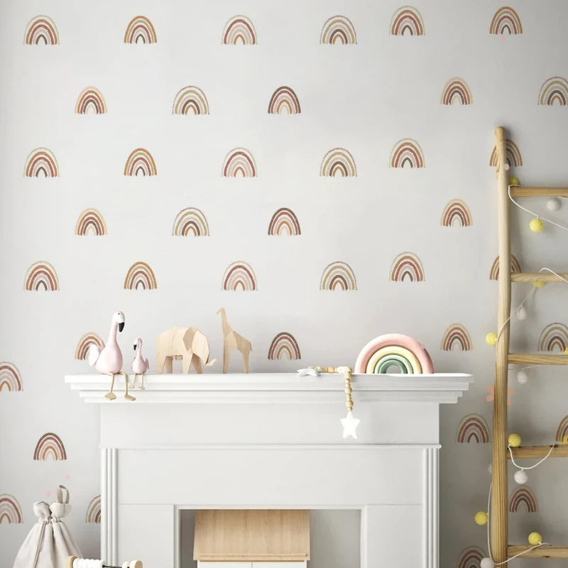🌈🤍 Boho Rainbow Wall Decals – Peel & Stick Nursery & Kids Room Wall Art
